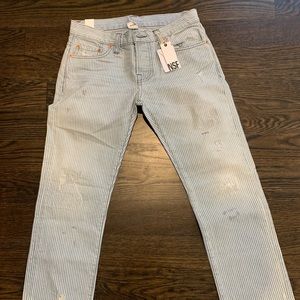 Brand new NSF striped denim